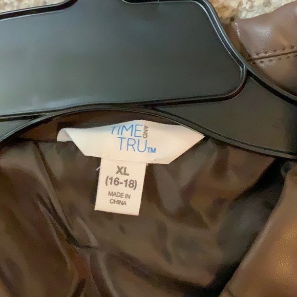 Brown Faux Leather Belted Jacket - Picture 2 of 5